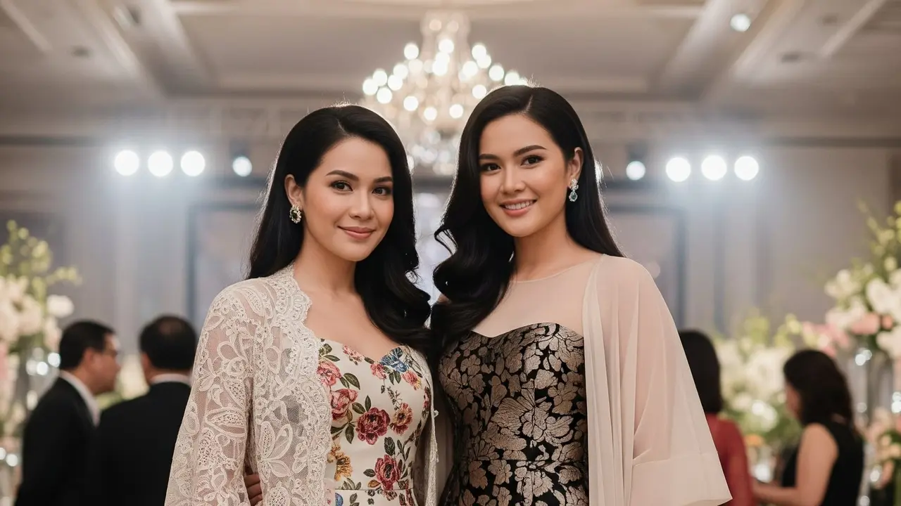 Model Brokat Kombinasi Outer Tulle Transparan Glamor untuk Pesta Mewah
