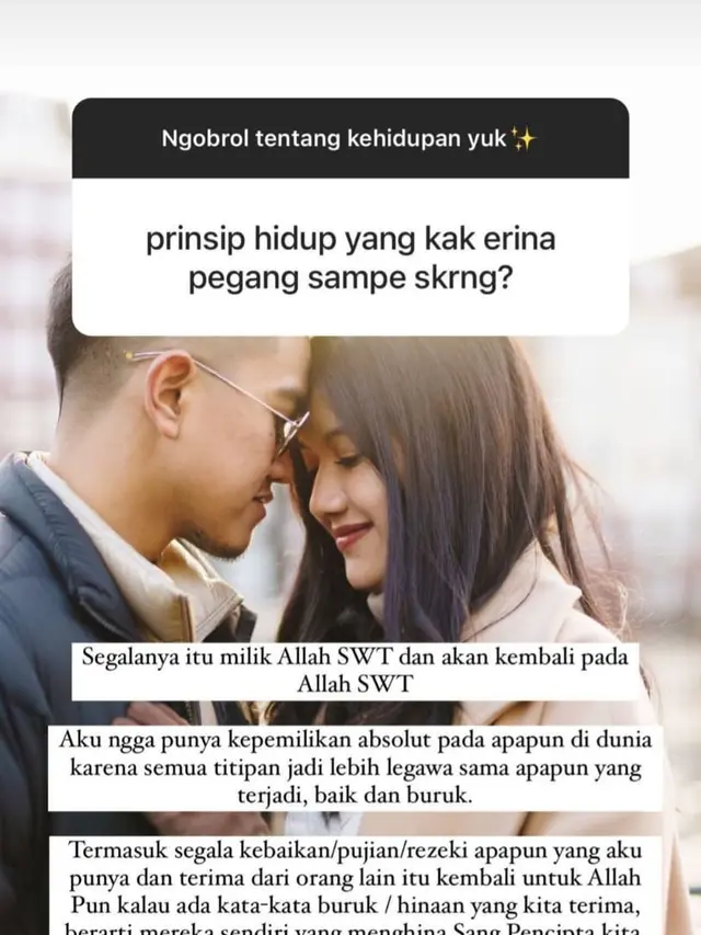 Tanya jawab dengan Erina Gudono. (Foto: Dok. Instagram @erinagudono)