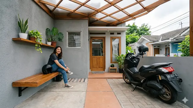 Inspirasi Teras Rumah Jadi Garasi Motor Estetik Tanpa Tambah Lahan