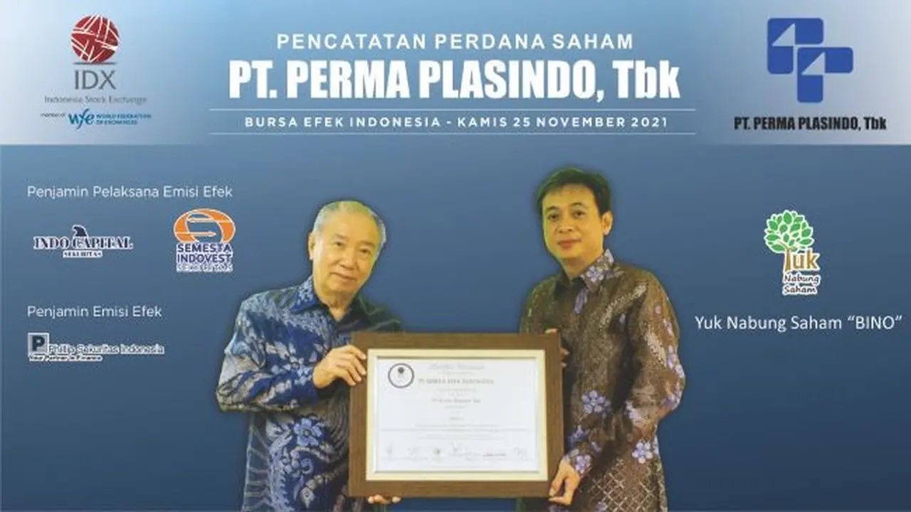 Pencatatan perdana saham PT Perma Plasindo Tbk (BINO), Kamis (25/11/2021) (Foto: BEI)
