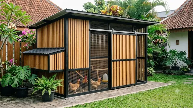Desain Kandang Ayam Kampung dengan Sistem Pintu Geser