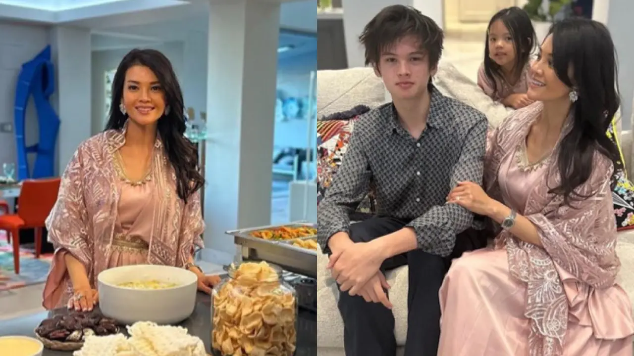 Penampilan Farah Quinn saat Buka Puasa di Rumah Amerika Serikat