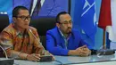 Ketua Panitia Rakernas, Yandri Susanto (kiri) memberikan keterangan pers terkait persiapan Rakernas I dan pelantikan pengurus PAN Zulkifli Hasan di Ruang FPAN Gedung Nusantara I, Jakarta, Senin (4/5/2015). (Liputan6.com/Andrian M Tunay)