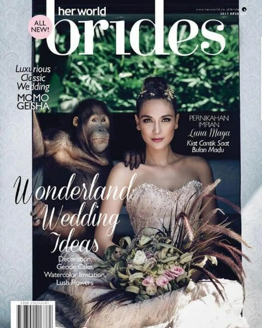 Foto Luna Maya di sampul majalah bersama orangutan mendapat kecaman. (Instagram/bosfoundation)