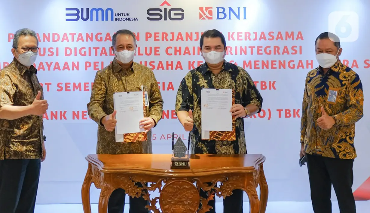 Solusi Digital Value Chain merupakan solusi yang memanfaatkan layanan digital perbankan berupa fasilitas pembiayaan kepada distributor mitra SIG guna mendukung kelancaran distribusi semen, produk turunan semen dan building material lainnya. (Liputan6.com/Pool/SIG)