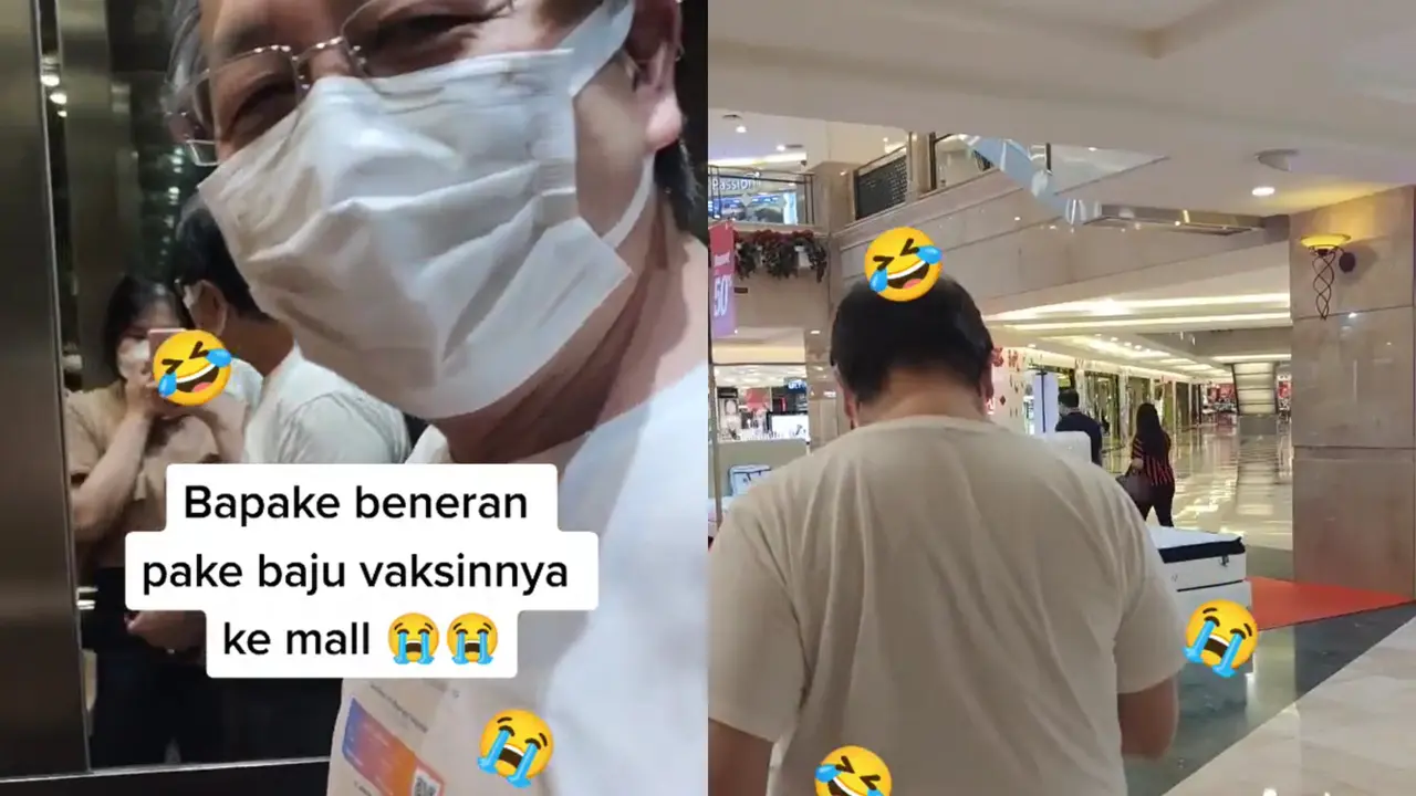 Kenakan kaos sertifikat vaksin, seorang bapak curi perhatian warganet.
