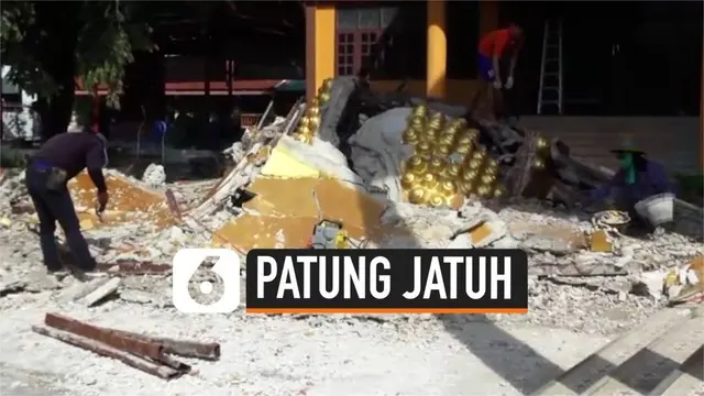 VIDEO: Rekaman Kepala Patung Budha Raksasa Jatuh Saat Dipindahkan