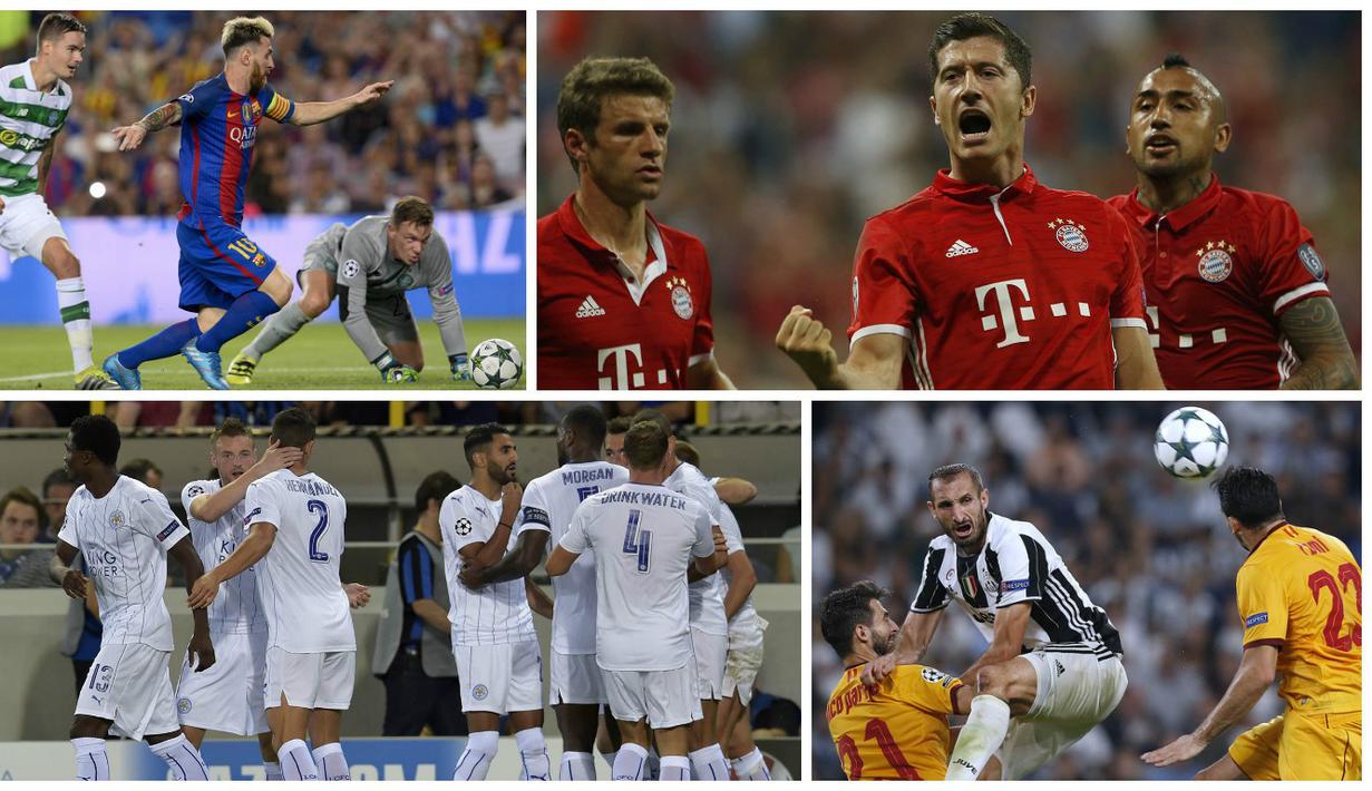 Hasil Liga Champions matchday 1 diwarnai kemenangan telak Barcelona atas Celtic serta kegagalan Juventus mengalahkan Sevilla meski bermain di Turin. Berikut hasil lengkap Liga Champions matchday 1. (AFP-Reuters)