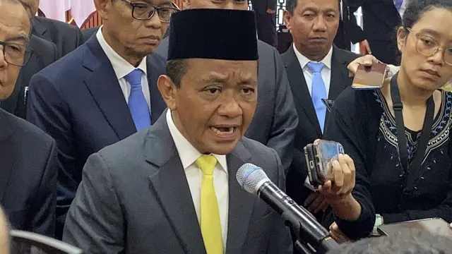 Menteri Energi dan Sumber Daya Mineral (ESDM) Bahlil Lahadalia usai pelantikan pejabat Kementerian ESDM, Rabu (6/5/2026).