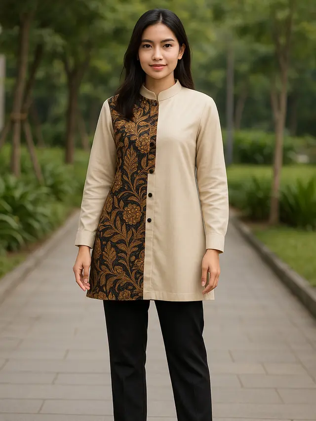 8 Model Batik Kombinasi Polosan Lengan Panjang Terbaru 2025, Anggun dan Modern
