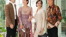 Sang ayah dan ibunda juga tampil memesona mengenakan wastra. Sang ibu mengenakan kebaya bernuansa nude dan kain batik. Sedangkan ayahnya tampil sederhana dengan kemeja batik lengan panjang dan celana panjang hitam. [Foto: Instagram/maudyayunda]