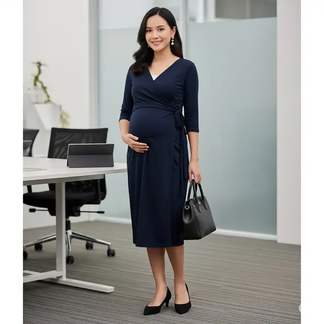 Outfit Ibu Hamil Kece untuk Kerja. Foto: Gemini