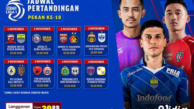 Jadwal dan Link Streaming BRI Liga 1 Pekan 18 di Vidio