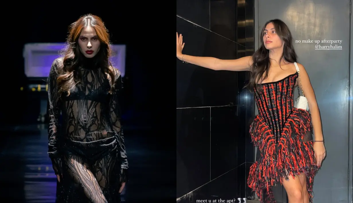 Aktris dan model Valerie Thomas bergaya misterius saat jadi muse untuk fashion show Harry Halim. Mengusung tema Redemption, Valerie Thomas tampil dark bak mayat hidup. [@valerieethomas]