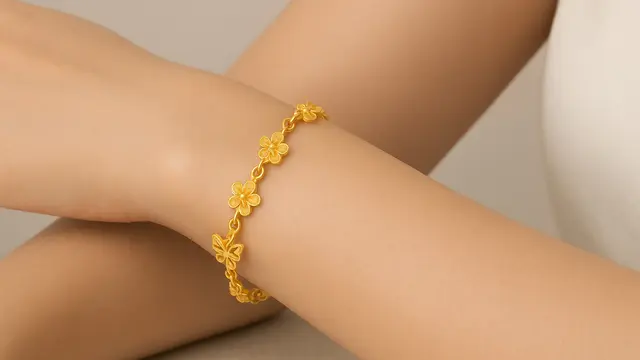 Model Gelang Emas 2 Gram 16 Karat Motif Bunga dan Kupu-Kupu/Ilustrasi AI