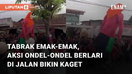 VIDEO: Tabrak Emak-Emak, Aksi Ondel-Ondel Berlari di Jalan Bikin Kaget