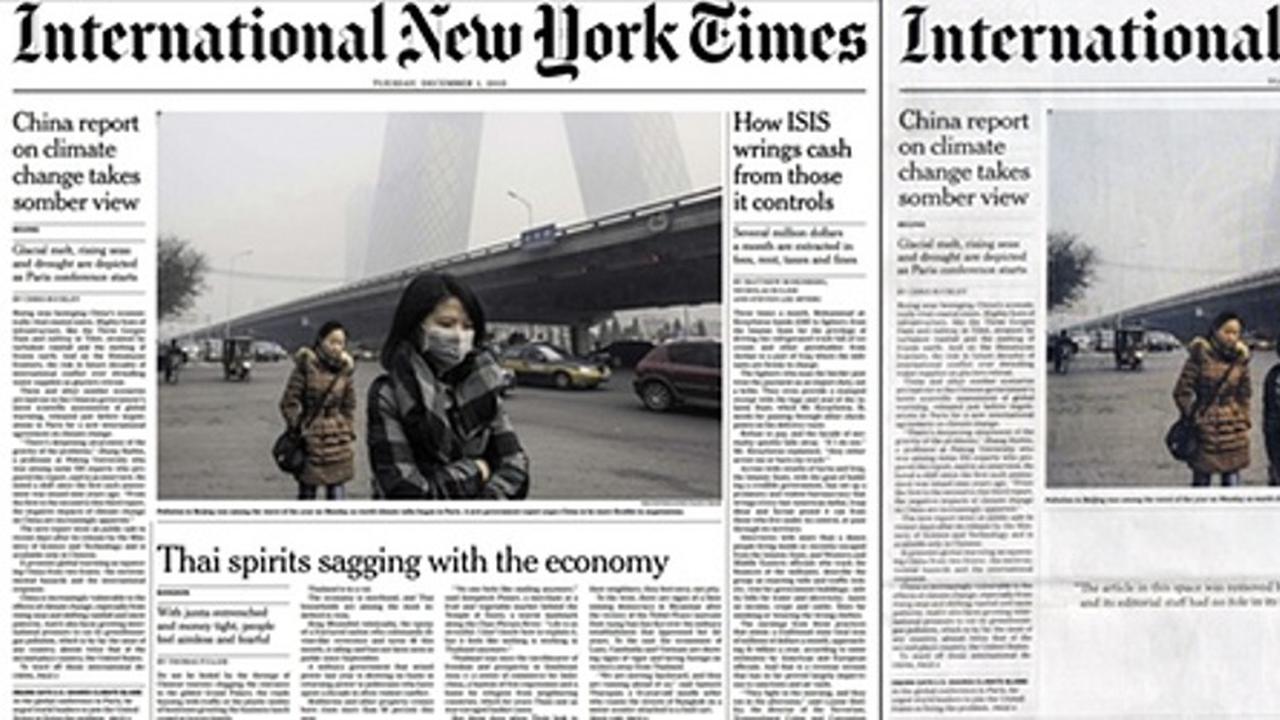 Headline Sebuah Koran International di Thailand Dicetak 'Putih'