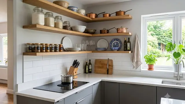 Model Kitchen Set dengan Rak Terbuka yang Mudah Dibersihkan