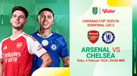 Nonton Live Streaming Carabao Cup 2025/26 Semifinal Leg Kedua: Arsenal vs Chelsea, Tayang di Vidio