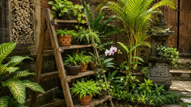 Inspirasi Taman Ala Bali dari Barang Bekas