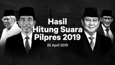 Berikut hasil hitung suara Pemilu 2019 yang sudah masuk di situs pemilu2019.kpu.go.id pada Kamis 25 April 2019.