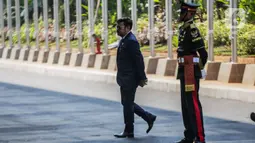 Menteri Pertanian Syahrul Yasin Limpo tiba untuk menghadiri pembukaan KTT ASEAN ke-43 di Jakarta Convention Center (JCC), Senayan, Selasa (5/9/2023). (Liputan6.com/Faizal Fanani)
