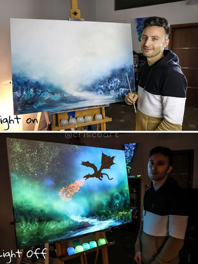 Pria Ini Pakai Tinta Lukisan 'Glowing in the Dark', 6 Hasilnya Keren Banget