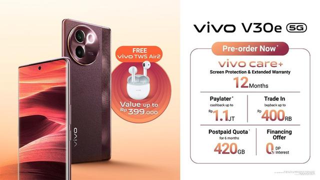 Cek Harga, Paket Penawaran, dan Program Pre-Order vivo V30e