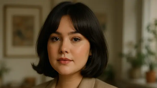 Model Rambut Curve Cut untuk Wajah Bulat