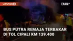 Bus Putra Remaja Sentosa terbakar di Tol Cipali KM 139.400, Desa Cikawung, (26/12/2024). Peristiwa terjadi pukul 00.30 WIB, semua penumpang berhasil dievakuasi oleh pengemudi