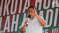 Dalam pidato politiknya Ketua Umum PKN Anas Urbaningrum juga mengatakan bahwa dirinya mengambil pidato politik di Monas terkait dulu pernah berjanji siap digantung di Monas jika dia bersalah terkait kasus Hambalang. (Liputan6.com/Faizal Fanani)