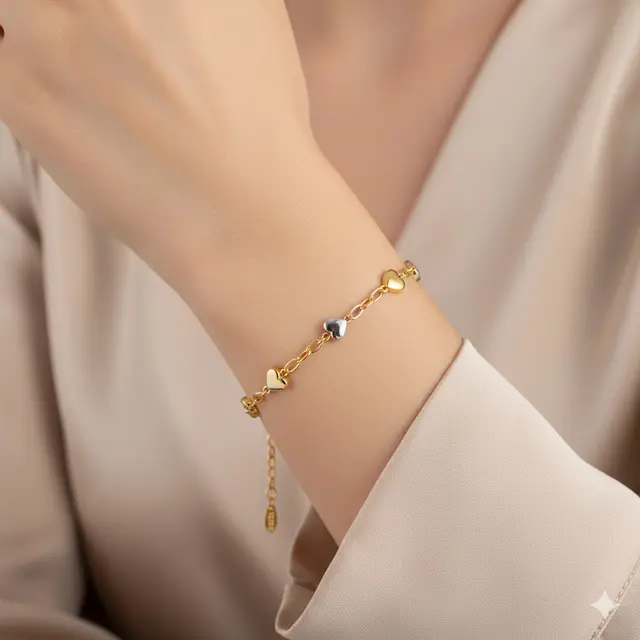 7 Model Gelang Emas Rantai Kombinasi Love Tren 2025, Desain Elegan untuk Tampil Mewah dan Romantis