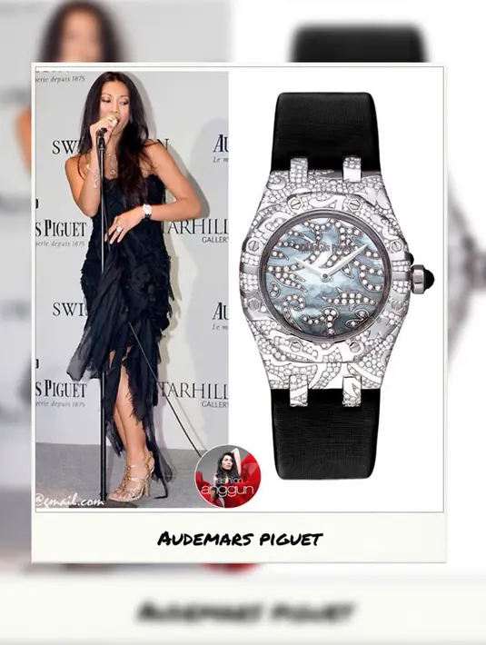 Anggun tampak mengenakan jam tangan Audemars Piguet RoyalOak Lady Oak Leves 18k Solid Whte Gold Diamonds. Jam mewah ini berharga Rp 1 miliar. (Foto: instagram.com/fashion.anggun)