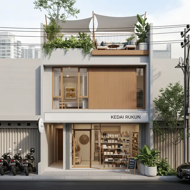 Rumah Minimalis dengan Ruko di Depan dan Hunian di Belakang