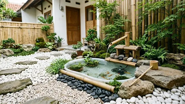 Hadirkan Nuansa Jepang Minimalis dengan Ornamen Bambu (AI Generated)