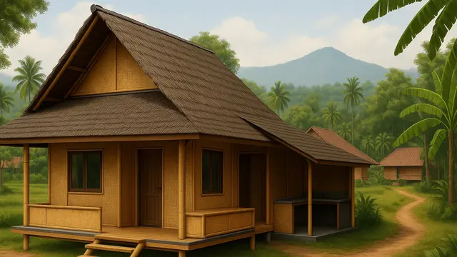 Gambar Rumah Sederhana di Desa Nuansa Jadul/Ilustrasi gambar oleh AI