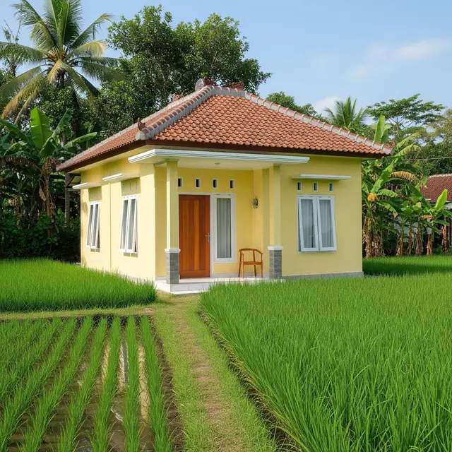 Warna Cat untuk Rumah di Dekat Sawah (Image by Gemini AI)