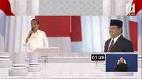 Calon Presiden nomor urut 01 Jokowi dan Calon Presiden nomor urut 02 Prabowo Subianto dalam debat keempat Pilpres 2019. (Liputan6.com)