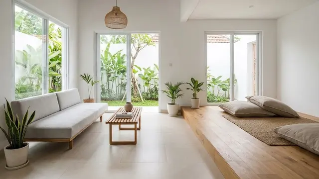 Menggabungkan Perbedaan Level dengan Pergantian Material Lantai