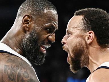Stephen Curry menunjukkan permainan terbaiknya saat membawa Amerika Serikat (AS) menaklukkan Serbia pada semifinal di Olimpiade Paris 2024. (AFP/Aris Messinis)