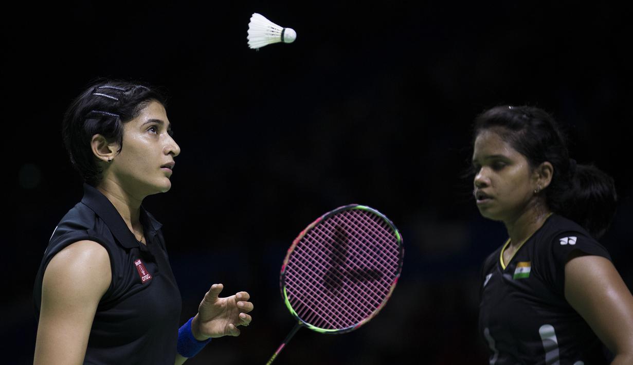 Ashwini Ponnappa / Reddy N. Sikki pasangan ganda puteri asal India dalam BLIBI Indonesia Open 2019 di Istora Senayan Jakarta, Selasa (16/7/2019). (Bola.com/Peksi Cahyo)