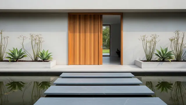 Gambar Rumah Pintu Kayu Jati Minimalis/Gemini AI