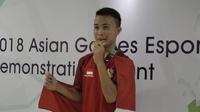 Ridel Yesaya Sumarandak, peraih medali emas dari cabang E-Sports nomor Clash Royale, Senin (28/8/2018). (Bola.com/Vascal)