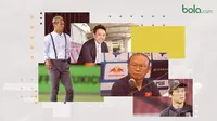 Pelatih Asia di Tim ASEAN: Park Hang-Seo, Akira Nishino, Tatsuma Yoshida, dan Keisuke Honda. (Bola.com/Dody Iryawan)