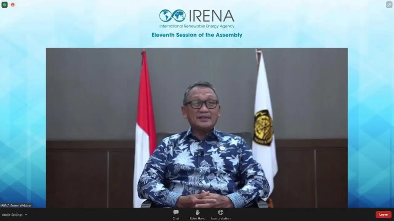 Menteri Energi dan Sumber Daya Mineral (ESDM) Arifin Tasrif saat menghadiri IRENA 11th Session Assembly