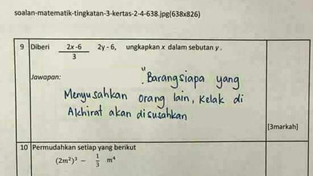 Kelewat Kreatif, 7 Jawaban Kocak Siswa Saat Kerjakan Soal Ujian