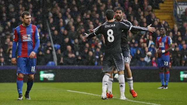 Oscar dan Diego Costa rayakan gol (Liputan6.com)