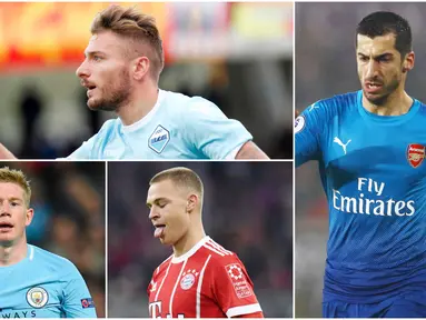 Berikut ini 7 pemain yang berhasil mencetak hat-trick assist di liga top Eropa musim ini. Diantaranya, Henrikh Mkhitaryan, Kevin De Bruyne dan Ciro Immobile. (Foto-foto Kolase dari AFP)