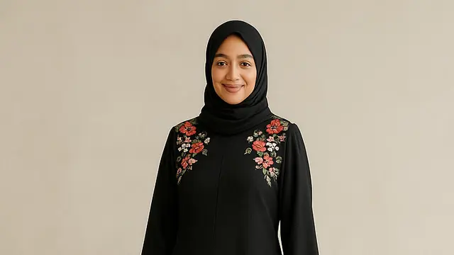 Inspirasi Model Gamis Hitam Bordir Bunga untuk Penampilan Kasual yang Berkelas/Ilustrasi gambar oleh AI