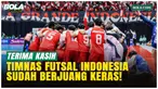 Timnas Futsal Indonesia tetap mendapat apresiasi dari suporter La Grande usai kalah dari Iran di final Piala Asia Futsal 2026 di Indonesia Arena, Sabtu (7/2/2026). Para pemain menyapa pendukung yang bangga atas perjuangan bersejarah menuju final perd...